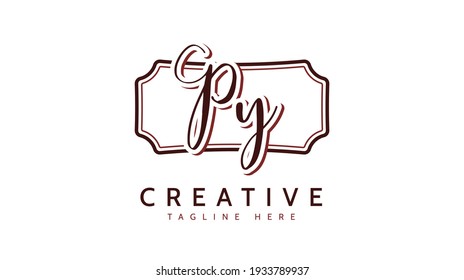 PY Initials, handwriting logo vector