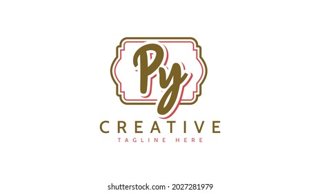 PY Initials, handwriting logo vector