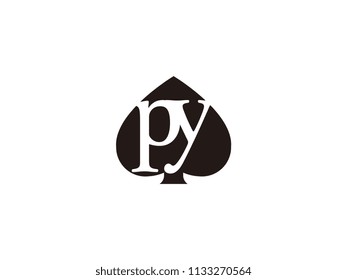 The py initials logo inside the black shovel
