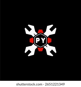 PY Initiales Vektor Stok Otomotif Logo Design