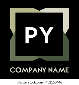 PY letters business logo creative  icon design template elements in abstract background logo, design identity in square with four colors, modern alphabet letters