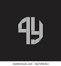 PY Logo monogram with outline style linked isolated on black background