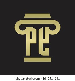 PY Logo monogram with pillar style design template with gold colors