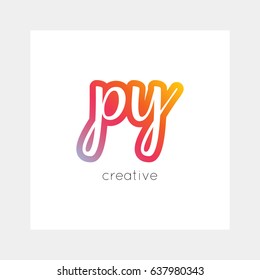 PY logo, vector. Useful as branding, app icon, alphabet combination, clip-art.