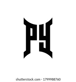 Logo de monograma PY con plantilla de diseño de lado curvo