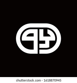 PY monogram logo with an oval style on a black background	