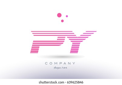 py p y alphabet letter logo pink purple stripes lines creative text dots company vector icon design template