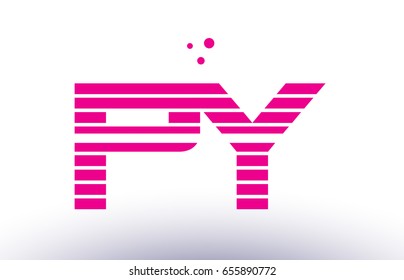py p y alphabet letter logo pink purple line stripe company design template creative abstract vector