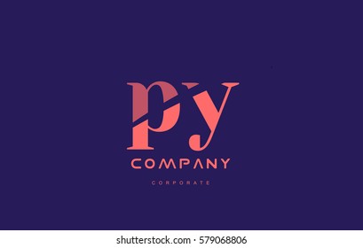 py p y alphabet small letter blue pink creative design vector company logo icon template 