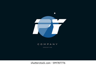py p y  blue circle dot big font alphabet company letter logo white design vector icon template 