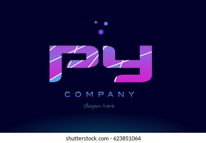 py p y  creative color blue background pink purple magenta alphabet letter company logo vector icon
