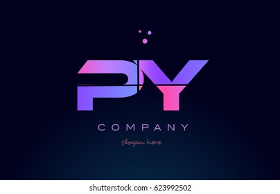 py p y creative color blue background pink purple blue magenta alphabet letter company logo vector icon design