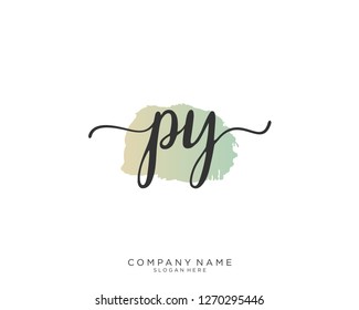 PY P Y Initial handwriting logo vector 