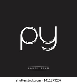 py p y logo Initial Letter Split Lowercase Modern Isolated on Black White