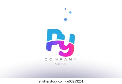py p y  pink purple blue white uppercase lowercase modern creative alphabet gradient company letter logo design vector icon template