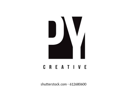 PY P Y White Letter Logo Design with Black Square Vector Illustration Template.