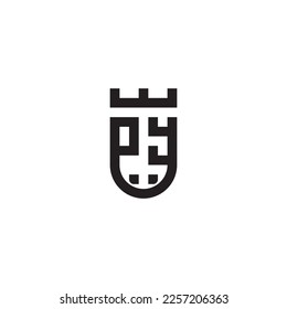 PY shield concept retro logo in high quality professional design that will print well across any print media