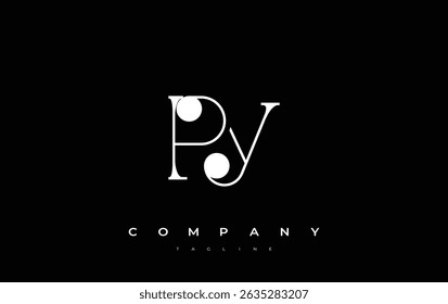 PY Typography Logo Design. Stylish monogram design depiction featuring the letters P and Y combined in an artistic signature style, delivering a unique and creative visual representation.