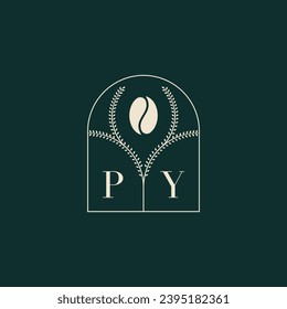 PY Unique and simple logo design combination of letters and coffee bean