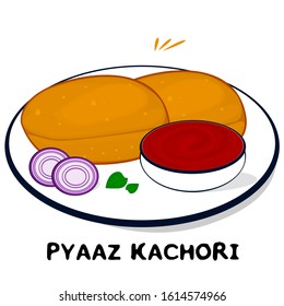 Pyaaz Ki Kachori Indian Rajasthani Food Vector