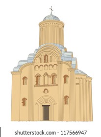 Pyatnytska (St. Paraskeva) church is a functioning church in Chernigiv, Ukraine. Vector illustration.