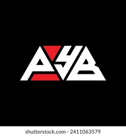 PYB triangle letter logo design with triangle shape. PYB triangle logo design monogram. PYB triangle vector logo template with red color. PYB triangular logo Simple, Elegant, and Luxurious design.
