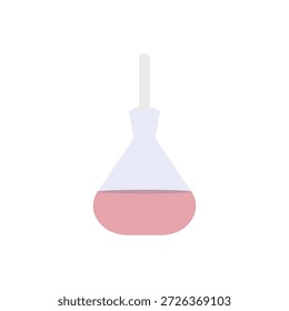 Pycnometer flat vector icon representing laboratory glassware used to measure liquid density in chemistry experiments.