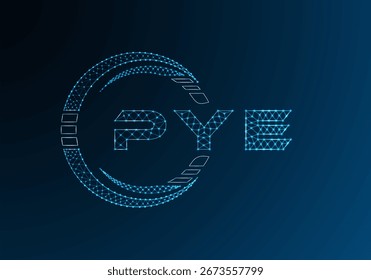 Diseño de Vector de logotipo de letra polivinílica baja PYE. Diseño de logotipo de poliéster inferior PYE. Logotipo de poliéster bajo.