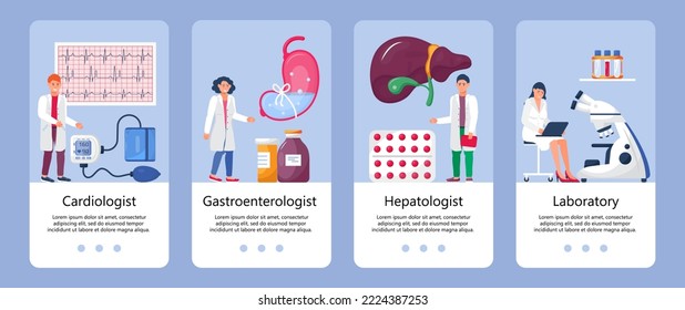 Pyelonephritis, Begriff der Zystitis wird gezeigt. Urolithiasis, Nephropathie-App-Vorlagen. Kleine Ärzte behandeln Nieren. Gastroenterologe Arzt online Termin. Der Kardiologe misst den Blutdruck.