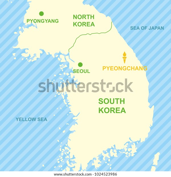 Pyeongchang South Korea Map Stock Vector Royalty Free 1024523986