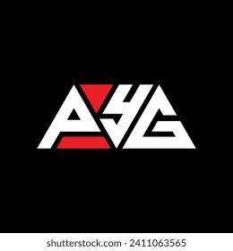PYG triangle letter logo design with triangle shape. PYG triangle logo design monogram. PYG triangle vector logo template with red color. PYG triangular logo Simple, Elegant, and Luxurious design.