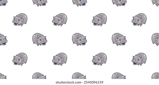 Baby Hippo sem costura padrão pigmeu hipopótamo desenho animado