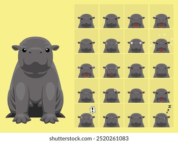 Pygmäe Hippopotamus Cartoon Emotion Gesichter Vektorgrafik