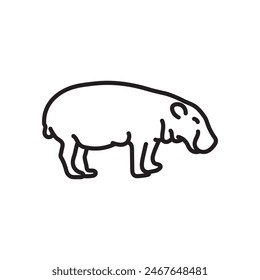 Pygmy Hippopotamus isolated outline Icon, Vector Illustration