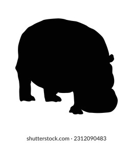 Pygmy Hippopotamus Silhouette. Good To Use For Element Print Book, Animal Book, and Animal Content