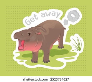 Pygmäen-Hippopotamus in Thailand, niedliche und berühmte Hippo-Namen Moo Deng mit ihrer Handlung und Ausdruck, flache Vektorgrafik und Design mit hellen Farbstimmungen illustrieren.