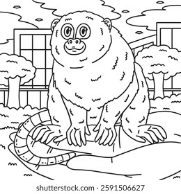 Pygmy Marmoset Monkey Coloring Page for Kids