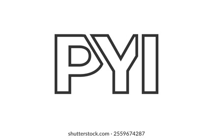 PYI logo design template with strong and modern bold text. Initial based vector logotype featuring simple and minimal typography. Trendy company identity ideal for businesses brand presence.