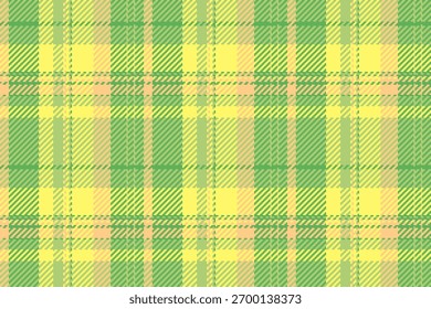 Pijama tela a cuadros textil, textura de orgullo sin patrón. Vector de fondo multicolor tartán check en la paleta de colores verde y amarillo.