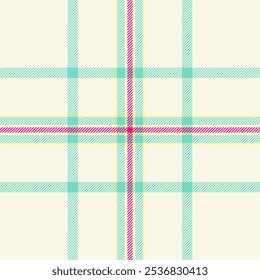 Pyjamas plaid tartan vector, other fabric texture seamless. Page background pattern check textile in old lace and teal colors palette.
