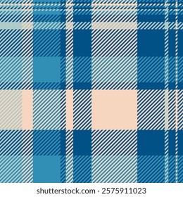 Pyjamas tartan textile plaid, overlay vector fabric check. Femininity pattern background texture seamless in cyan and light colors palette.