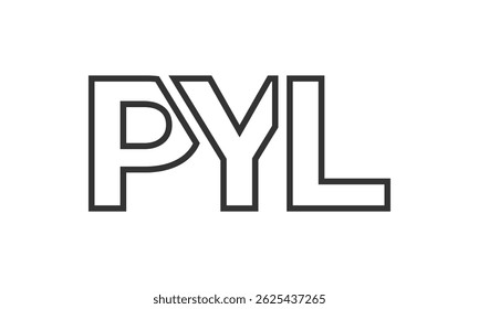 PYL logo design template with strong and modern bold text. Initial based vector logotype featuring simple and minimal typography. Trendy company identity ideal for businesses brand presence.