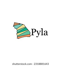 Pyla city map, vector file map of Turkey, Geometric Map of Turkey Vector Design Template. Editable Stroke