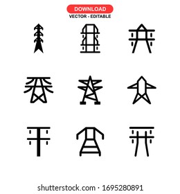 Pylonsymbol oder Logo einzeln auf Zeichen Vektorillustration - Kollektion hochwertiger, schwarzer Vektorsymbole
