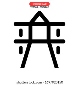Icono de pilón o logotipo símbolo de signo aislado ilustración vectorial - iconos vectoriales de estilo negro de alta calidad
