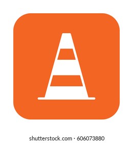 Pylon, traffic cone flat icon, filled vector sign, colorful pictogram on rounded square button isolated on white. Symbol, logo illustration. Flat design, pixel perfect