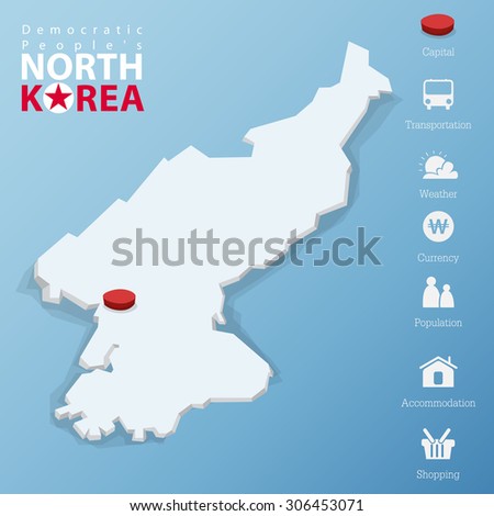 Pyongyang  City, Democratic People's Republic of North Korea  map and travel Infographic template design. National data icons and element. Vector Illustration