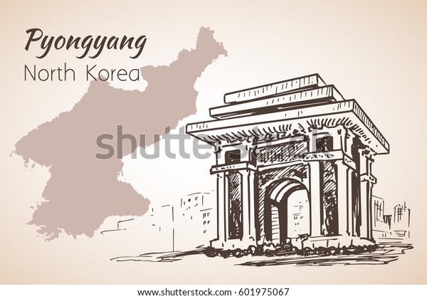 pyongyang city sketch north korea arch image vectorielle de stock libre droits 601975067 coloriages loups complexes