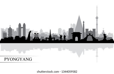 Pyongyang city skyline silhouette background, vector illustration
