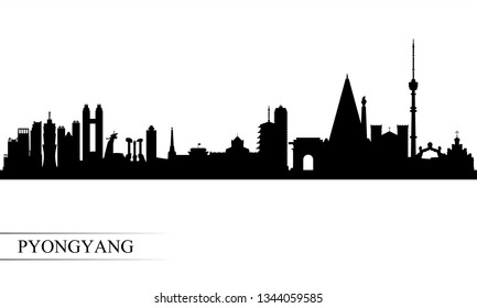 Pyongyang city skyline silhouette background, vector illustration